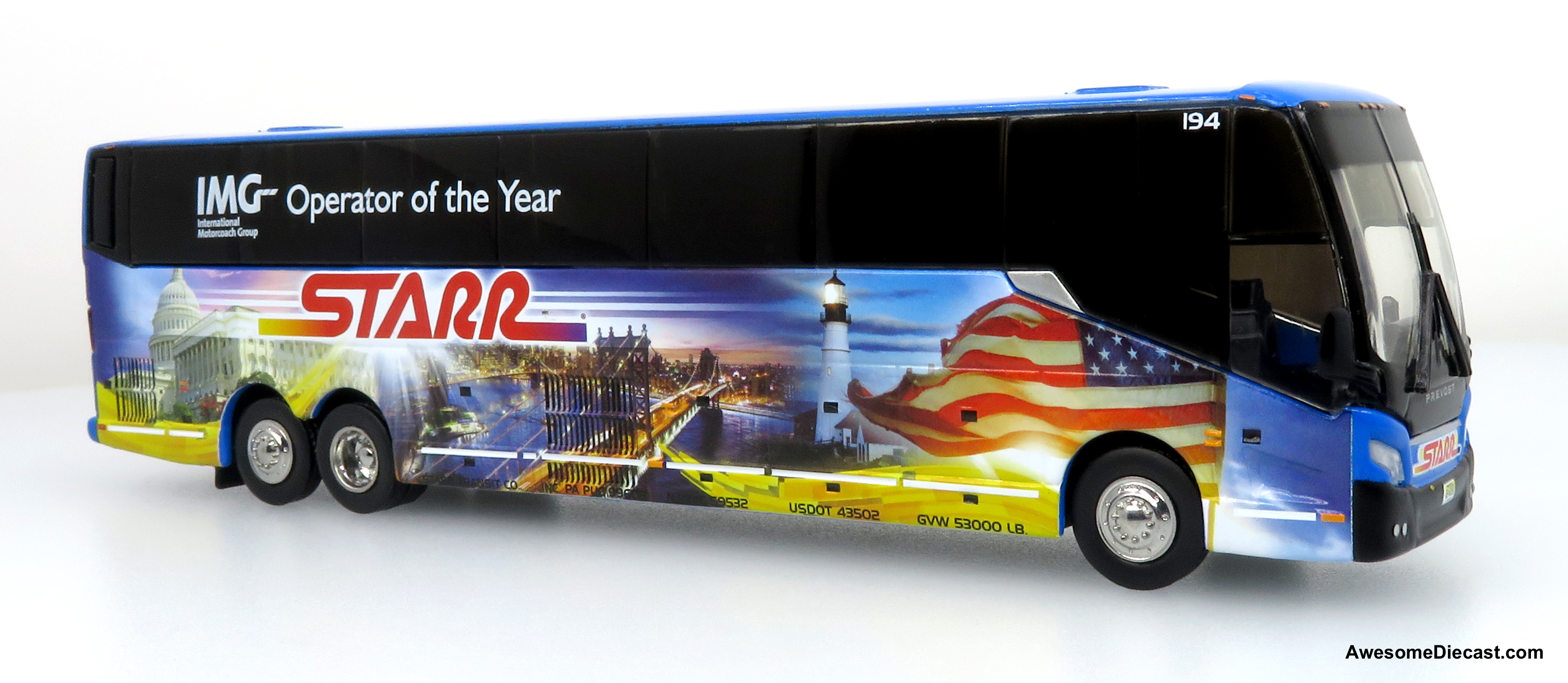 Prevost H3-45 Coach: Starr Tours 1:87 Diecast Model Bus by Iconic Replicas Questions & Answers