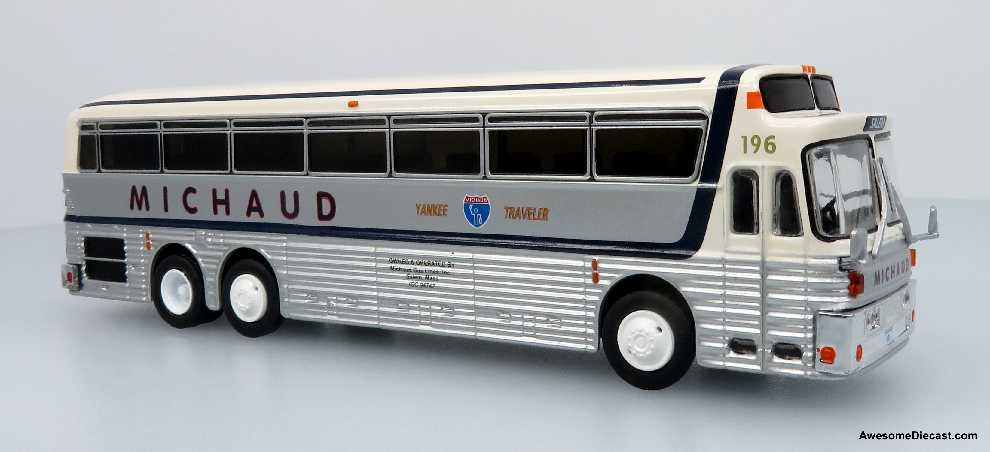 1969 Eagle Model 05 Coach: Michaud Bus Lines 1:87 (HO) Diecast Model Bus by Iconic Replicas Questions & Answers
